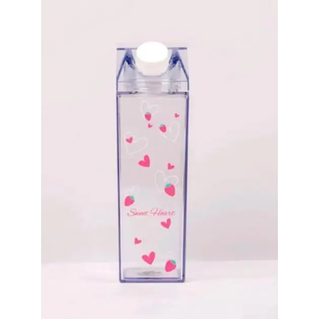 Kawaii Milk Carton Shaped Transparent Water Bottles - cup