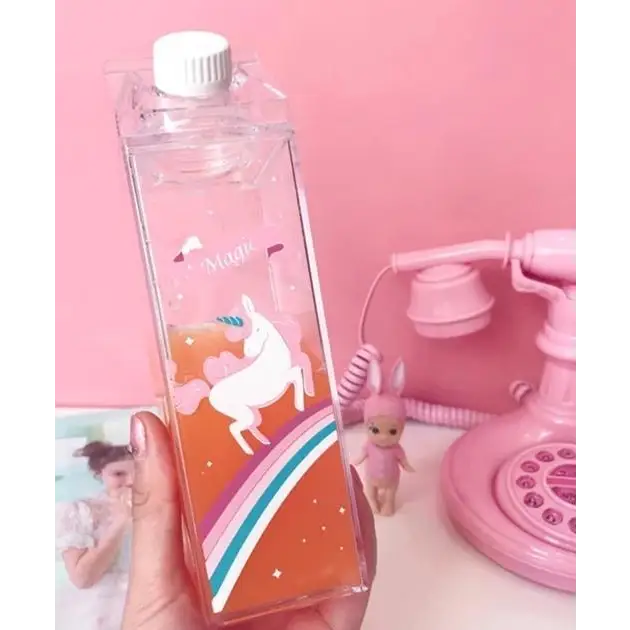 Glass Milk Carton Bottle - Magic Unicorn - cup