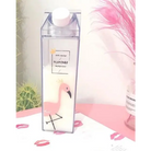 Glass Milk Carton Bottle - Single Flamingo - cup