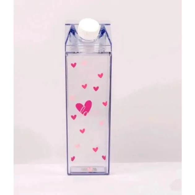 Kawaii Milk Carton Shaped Transparent Water Bottles - cup