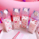 Kawaii Milk Carton Shaped Transparent Water Bottles - Cosparty