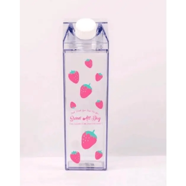 Kawaii Milk Carton Shaped Transparent Water Bottles - Cosparty
