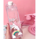 Glass Milk Carton Bottle - Rainbow Unicorn - cup