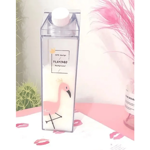 Kawaii Milk Carton Shaped Transparent Water Bottles - Cosparty