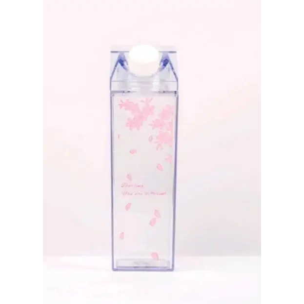 Kawaii Milk Carton Shaped Transparent Water Bottles - cup