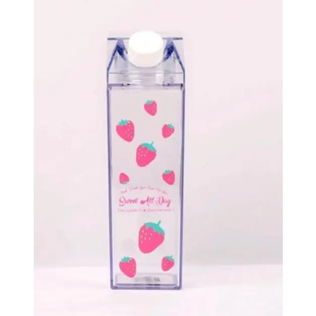 Kawaii Milk Carton Shaped Transparent Water Bottles - cup