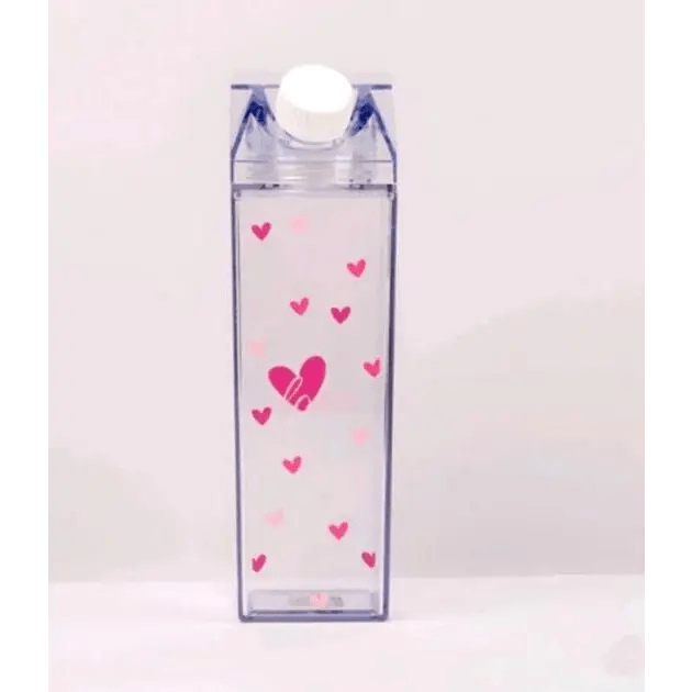 Kawaii Milk Carton Shaped Transparent Water Bottles - Cosparty