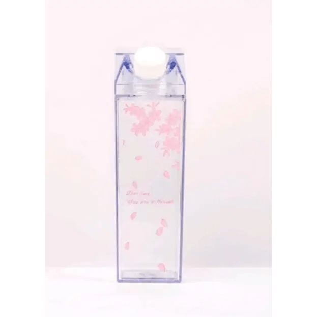Kawaii Milk Carton Shaped Transparent Water Bottles - Cosparty