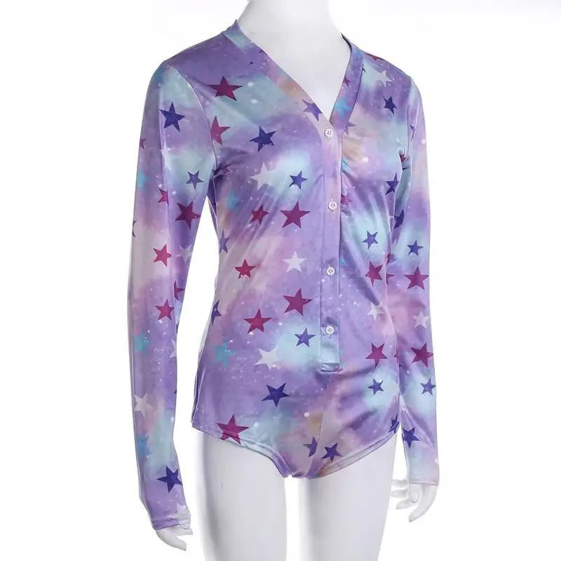 Kawaii Milky Purple Galaxy Long Sleeve Sleeper Bodysuit - onesie