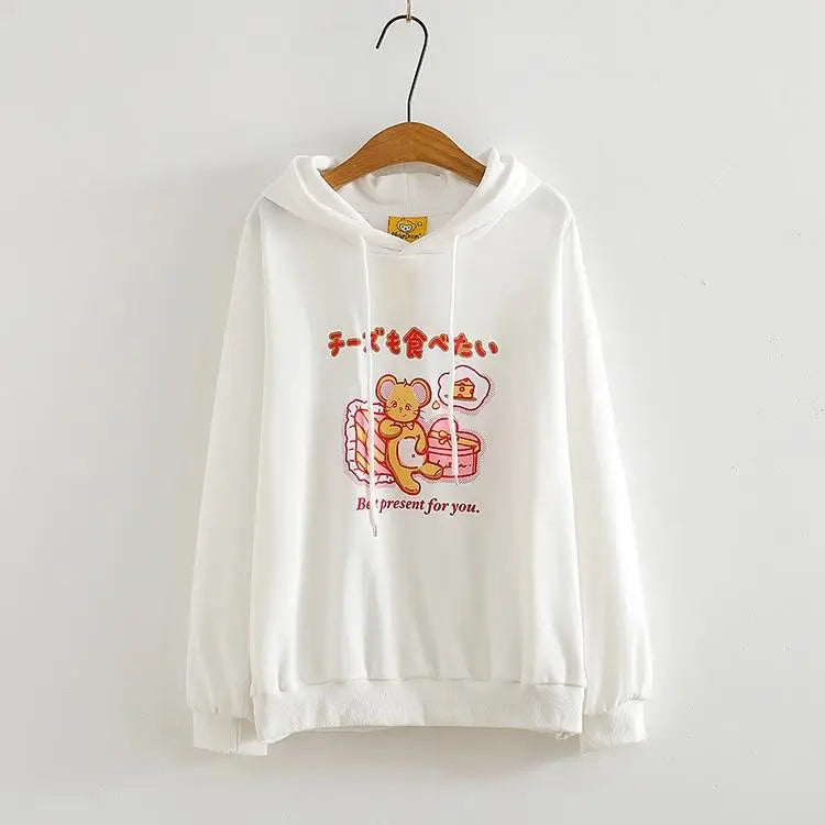 Kawaii Mouse Inspired Hoodie in Pastel Pink or White - hoodie