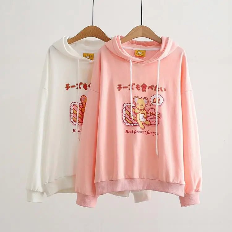Kawaii Mouse Inspired Hoodie in Pastel Pink or White - Cosparty