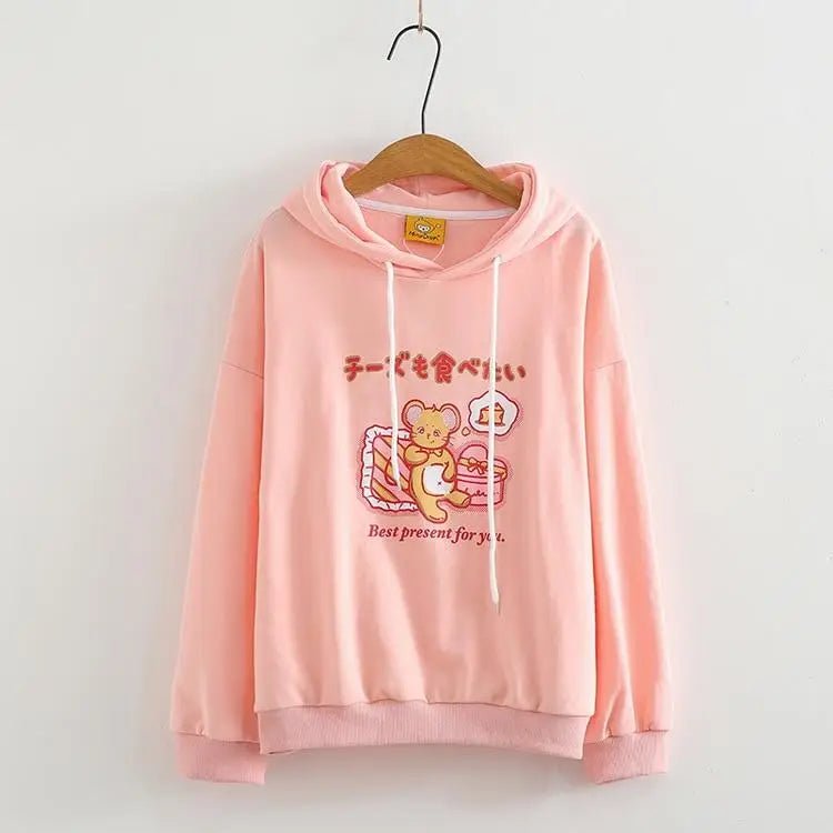 Kawaii Mouse Inspired Hoodie in Pastel Pink or White - Cosparty