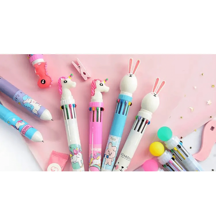 Kawaii Multi - Colored Pens in Playful Pastel Shades - Cosparty
