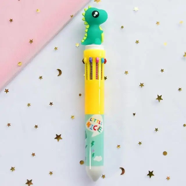 Kawaii Multi-Colored Pens in Playful Pastel Shades - Green Dinosaur - stationary