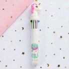 Kawaii Multi-Colored Pens in Playful Pastel Shades - White Unicorn - stationary