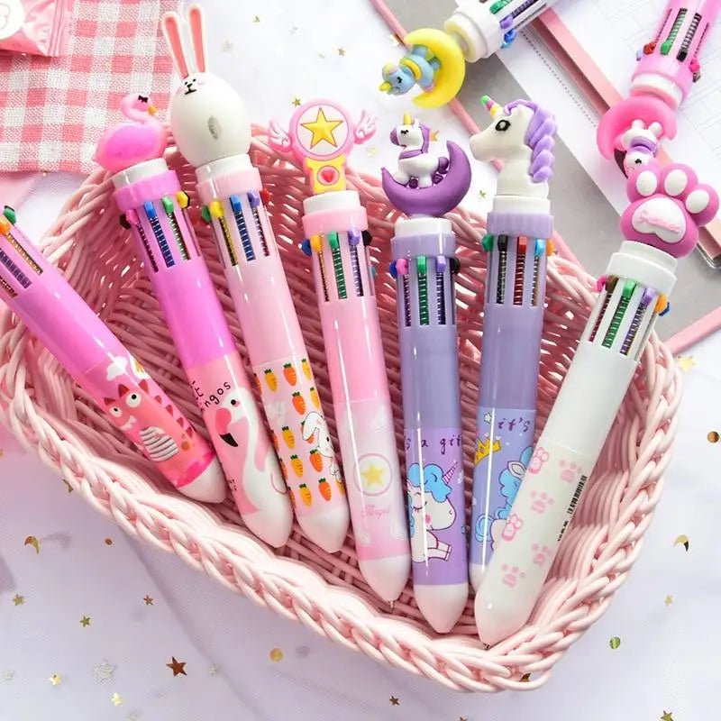 Kawaii Multi - Colored Pens in Playful Pastel Shades - Cosparty