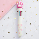 Kawaii Multi-Colored Pens in Playful Pastel Shades - Paw Print - stationary