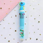 Kawaii Multi-Colored Pens in Playful Pastel Shades - Blue Dinosaur - stationary