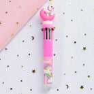 Kawaii Multi-Colored Pens in Playful Pastel Shades - Pink Moon Unicorn - stationary