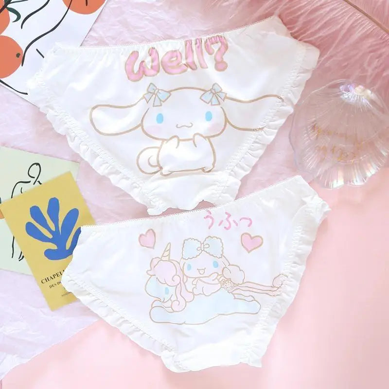 Kawaii My Melody and Cinnamoroll Panties with Sweet Details - underwear