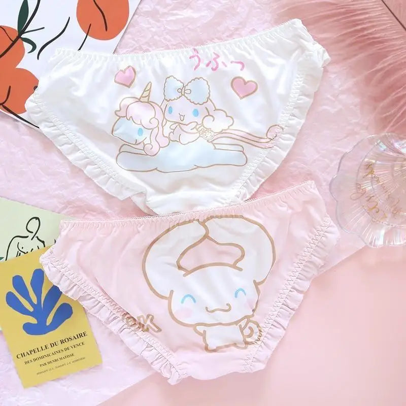 Kawaii My Melody and Cinnamoroll Panties with Sweet Details - underwear