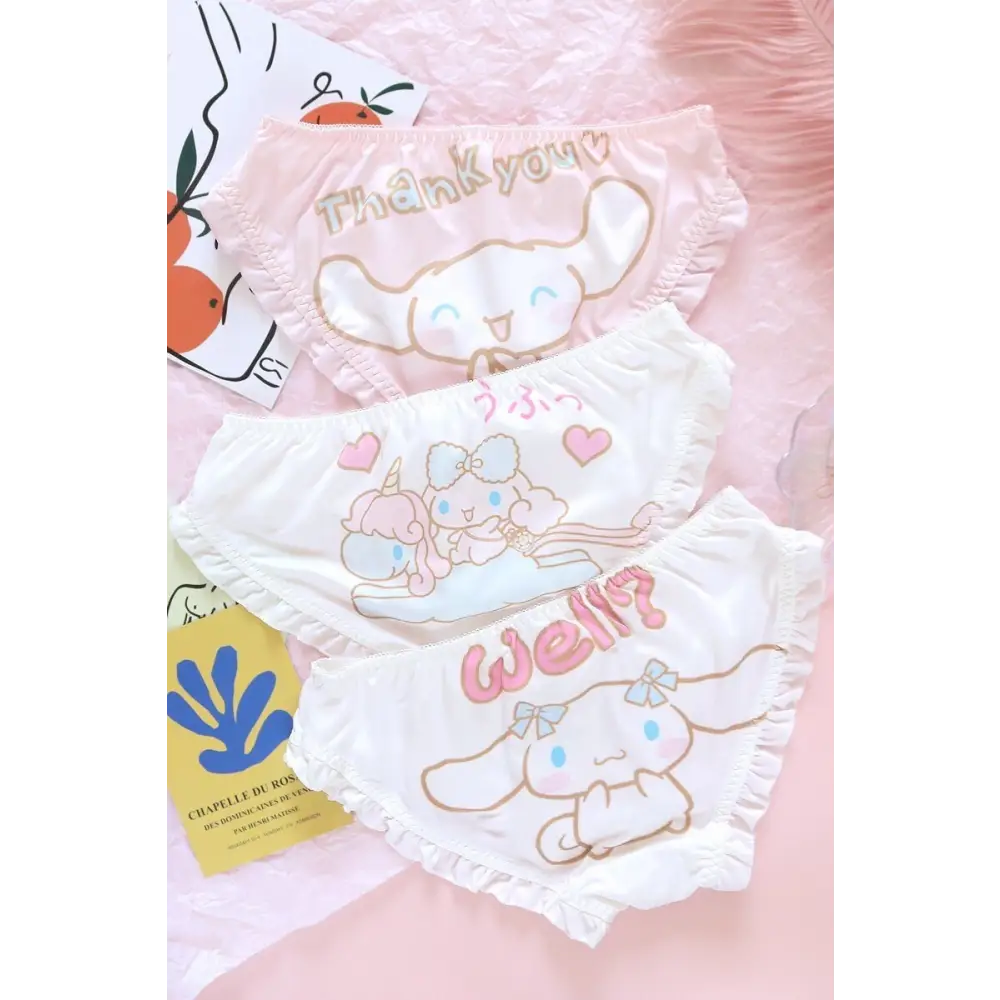 Kawaii My Melody and Cinnamoroll Panties with Sweet Details - underwear