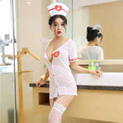 Kawaii Nurse Costume with Hat, Stockings and Red Cross Graphics - Cosparty