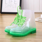 Kawaii Ombre Block Heeled Rain Booties in Candy Colors - Green / 4 - Shoes