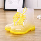 Kawaii Ombre Block Heeled Rain Booties in Candy Colors - Yellow / 4 - Shoes