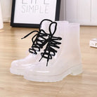 Kawaii Ombre Block Heeled Rain Booties in Candy Colors - White / 4 - Shoes