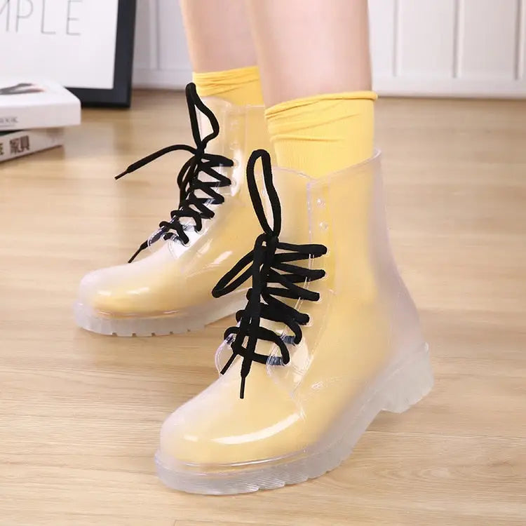 Kawaii Ombre Block Heeled Rain Booties in Candy Colors - Shoes