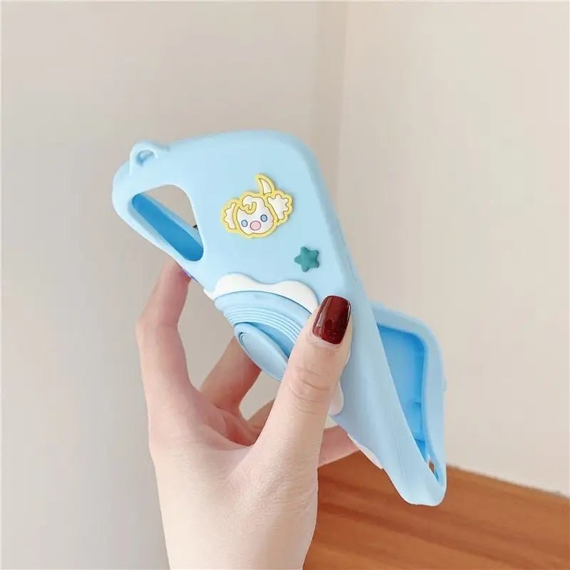 Kawaii Pastel Blue Cinnamoroll Camera Phone Case with Stand - Cosparty