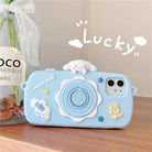 Kawaii Pastel Blue Cinnamoroll Camera Phone Case with Stand - Cosparty