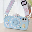 Kawaii Pastel Blue Cinnamoroll Camera Phone Case with Stand - phone case