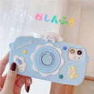 Kawaii Pastel Blue Cinnamoroll Camera Phone Case with Stand - Cosparty