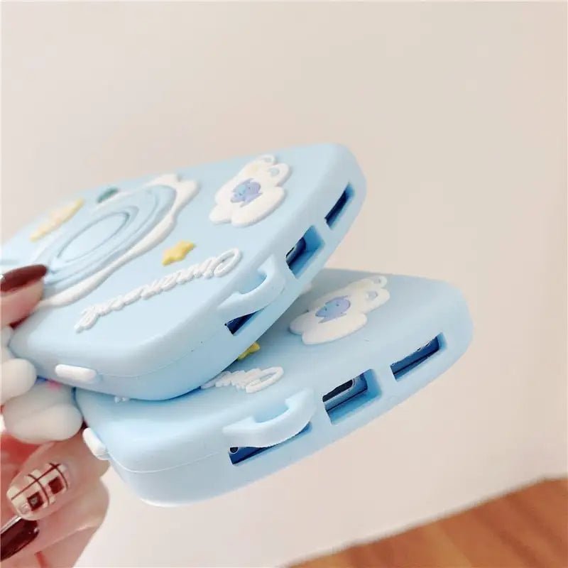 Kawaii Pastel Blue Cinnamoroll Camera Phone Case with Stand - Cosparty
