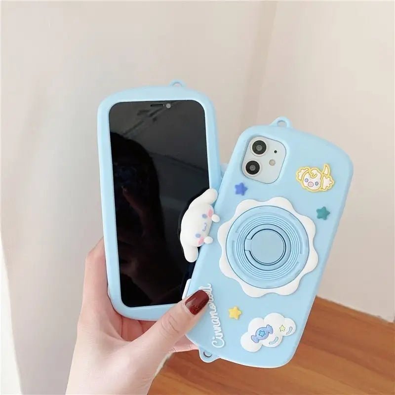 Kawaii Pastel Blue Cinnamoroll Camera Phone Case with Stand - Cosparty