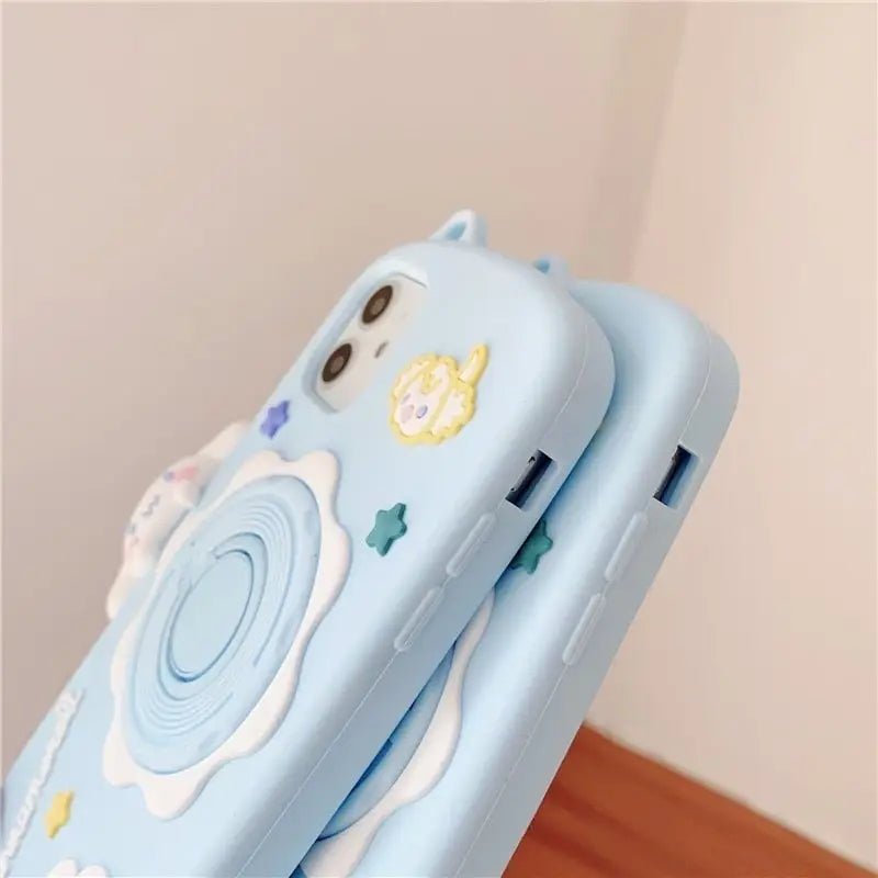 Kawaii Pastel Blue Cinnamoroll Camera Phone Case with Stand - Cosparty