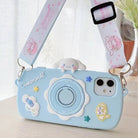 Kawaii Pastel Blue Cinnamoroll Camera Phone Case with Stand - Cosparty