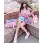 Kawaii Pastel Duffle Bag with Transparent Hearts - Cosparty