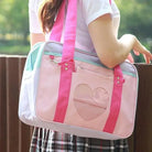 Kawaii Pastel Duffle Bag with Transparent Hearts - bags