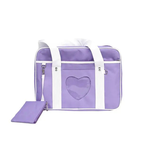 Kawaii Pastel Duffle Bag with Transparent Hearts - Cosparty