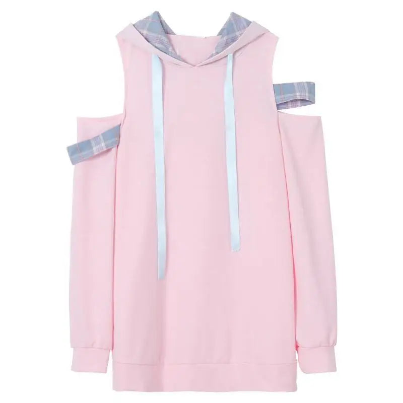 Kawaii Pastel Pink Off-the-Shoulder Hoodie from Dollish Fox New Condition - hoodie