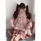 Kawaii Pastel Pink Piggy Hoodie with Candy Jar and Bunny Headband - Cosparty