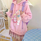 Kawaii Pastel Teddy Bear Hoodie in Pink or Blue - sweater