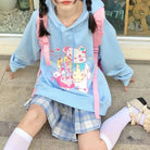 Kawaii Pastel Teddy Bear Hoodie in Pink or Blue - Cosparty