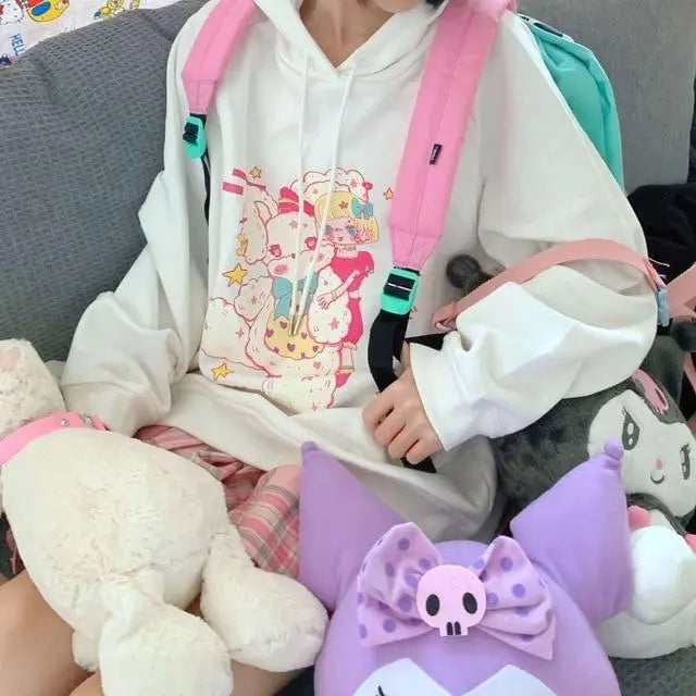 Candycore Bear Hoodie - White / S - bears, cake, candy, fairy kei, fairykei