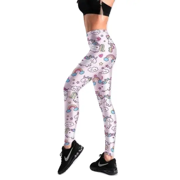 Kawaii Pastel Unicorn and Cloud Yoga Pants - S - pants