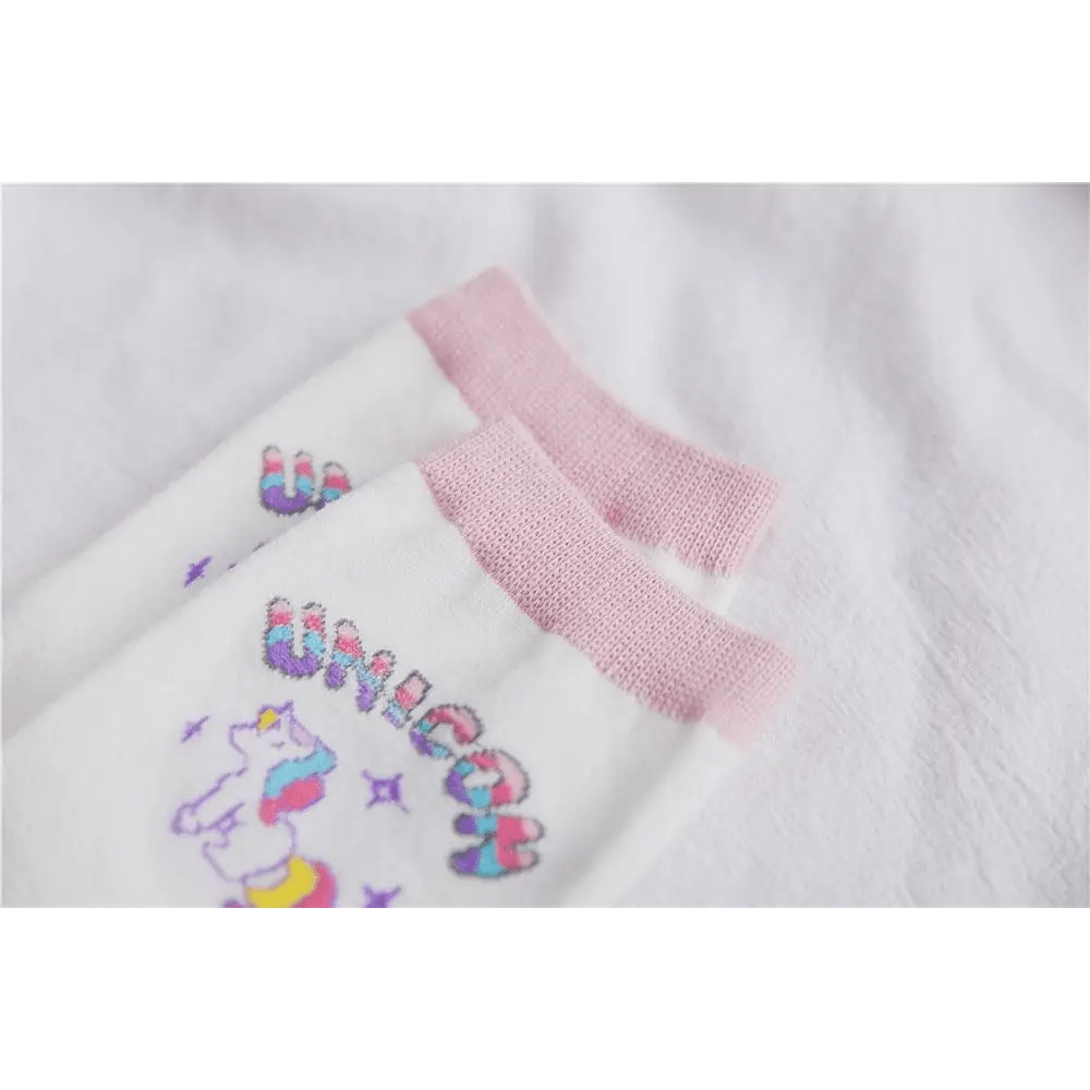 Kawaii Pastel Unicorn Socks in Pink, White, or Grey - Cosparty