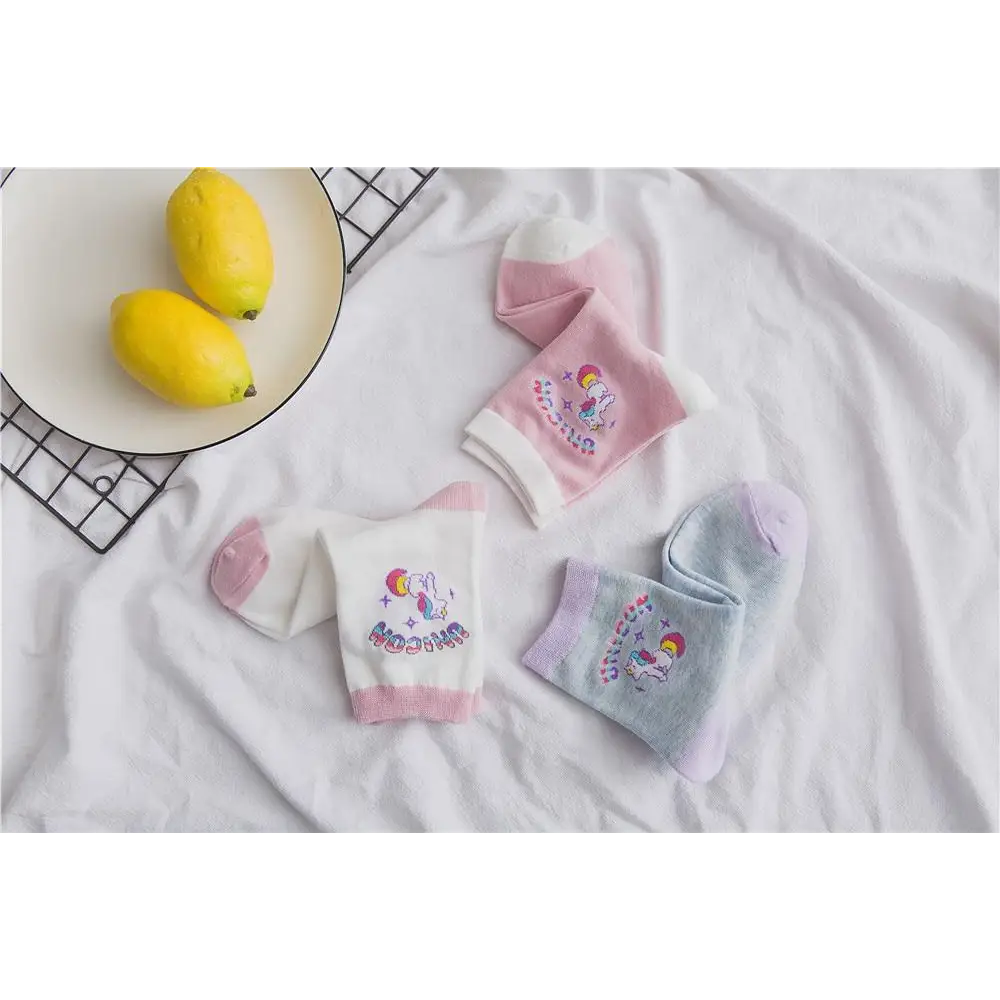 Kawaii Pastel Unicorn Socks in Pink White or Grey - socks